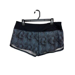 Vuori Womens Large Running Shorts With Black Waistband & Blue Marble Print